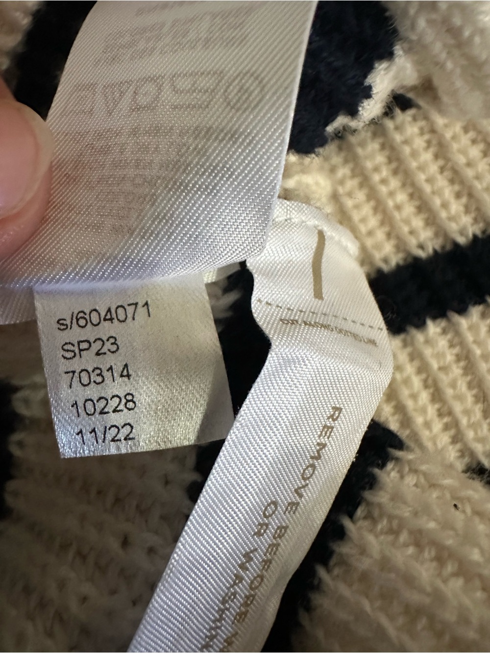 LOFT Striped Double-Breasted Knit Blazer - White & Navy Size Medium - Picture 7 of 10